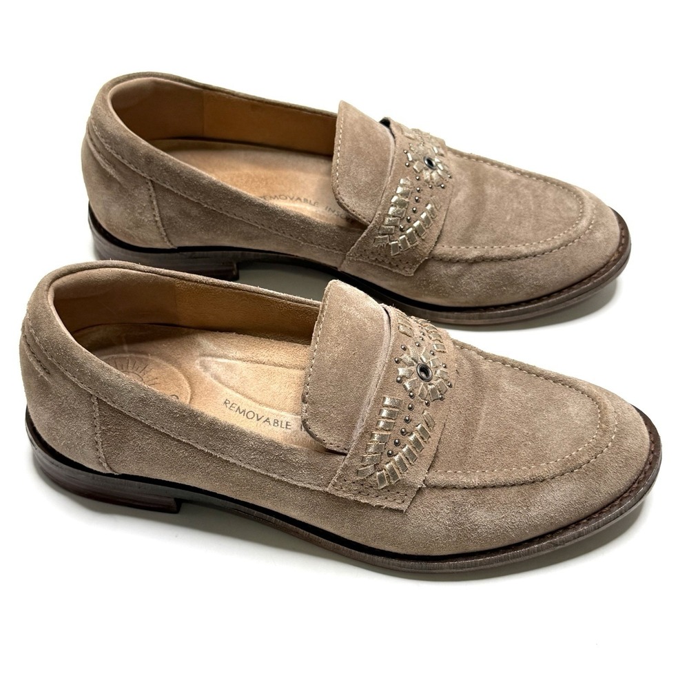Brioso Frisco Women's‎ Suede Loafers Tan Size 6.5 M Comfort Beige Slip-On Brazil